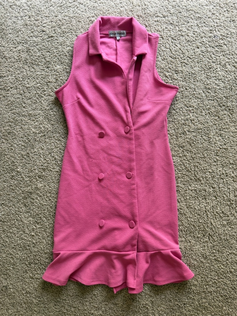 Almost Famous Sleeveless Blazer Ruffle Hem Mini Dress
